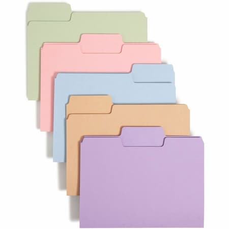 Smead SuperTab File Folders- 1/3 Cut- Top Tab- Letter- Assorted Colors, 100PK 11961