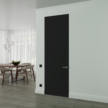 Sartodoors Hidden Door, Planum 0010 Matte Black Concealed Metal Frame 28" x 80" Left-hand Outswing PLANUM0010MF-BLK-28x80-LH-O
