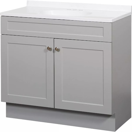 Zenith Zenna Home Cool Gray 36'' Wx35'' Hx18''D Shaker Vanity with Wht Cultured Marble Top SBC36GY