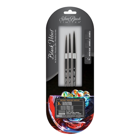 Silver Brush Black Velvet Detail Round Watercolor Brushes, 3-Piece Set WC-3204S