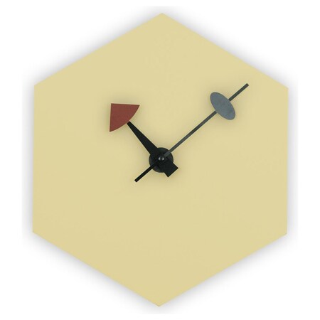 Leisuremod Manchester Modern Design Hexagon Shaped Silent Non-Ticking Wall Clock, Cream MCLD13CR
