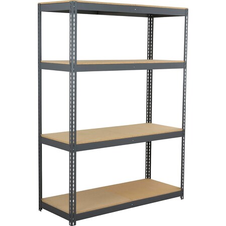 Global Industrial 4 Shelf, Heavy Duty Boltless Shelving, Starter, 60"Wx24"Dx120"H, Wood Deck B3170950