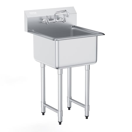 Vevor Commercial Utility & Prep Sink 1 Compartment Stainless Steel Backsplash S1C-181812