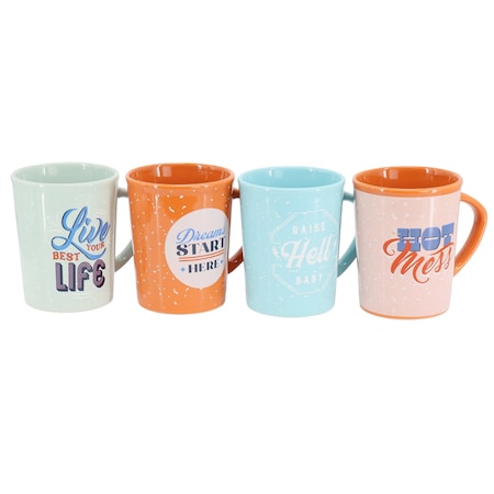 Wanda June Home By Miranda Lambert 4 Piece 15 Ounce Retro Sentiment Stoneware Mug Set 134128.04R