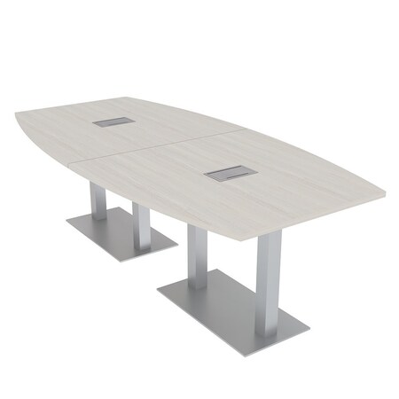 Skutchi Designs Boat Conference Table With Power, 48 in W, 96 in L, Ivory HAR-BOT-48x96-DOU-K458-ESIL
