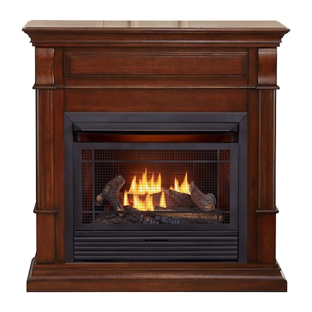 Duluth Forge Ventless Natural Gas Fireplace With Mantel - 26,000 BTU, Remote Control, Auburn Cherry Finish DFS-300NR-3AC