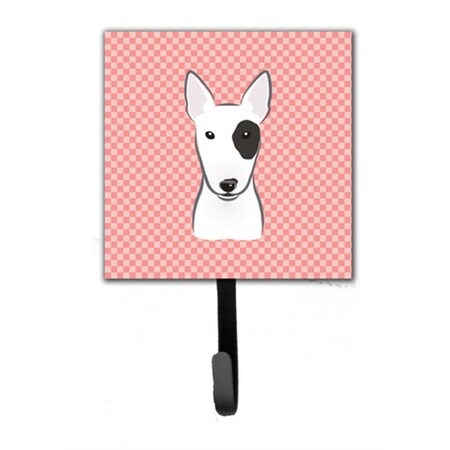 Carolines Treasures Checkerboard Pink Bull Terrier Leash and Key Holder BB1209SH4