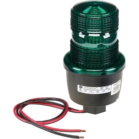 Federal Signal Warning Light, Green, Steady Burn LED, 24V DC, Not Applicable FPM, 3 1/8 in Dia., (F) 1/2 in NPT LP3PL-024G
