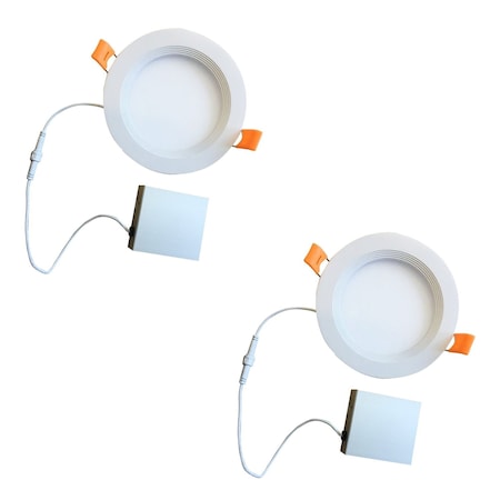 Bulbrite 8" Canless 2700K, 100w Equivalent, New Construction Integrated LED Recessed Lght Kit Metal JBOX, 2PK 861681