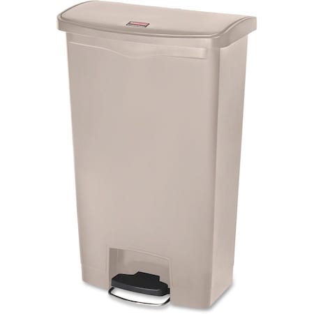 Rubbermaid Commercial Slim Jim Step-On 18 gal Rectangular Slim-Profile Plastic Can, Beige, Foot Pedal, Plastic, 13 in 1883460
