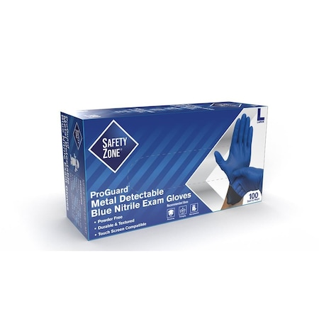 Safety Zone Nitrile PF Blue Exam Glove, Large, PK100 GNPR-LG-1A