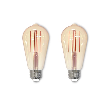 Bulbrite 7 Watt Dimmable Antique Filament ST18 Medium E26 LED Bulb, 2 PK 861410