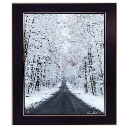 Homeroots All Roads lead Home winter lane Black Framed Print Wall Art 404988