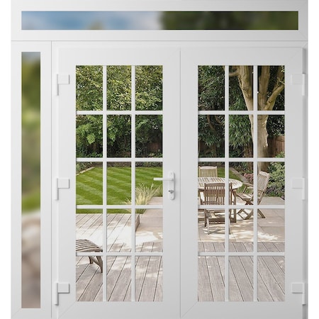 Vdomdoors Front Exterior Prehung Metal-Plastic Double Doors Clear Glass / MANUX 8151 White Silk / Office Comm MANUX8151DEXD-WS-W72+14xH80+14-RH-I
