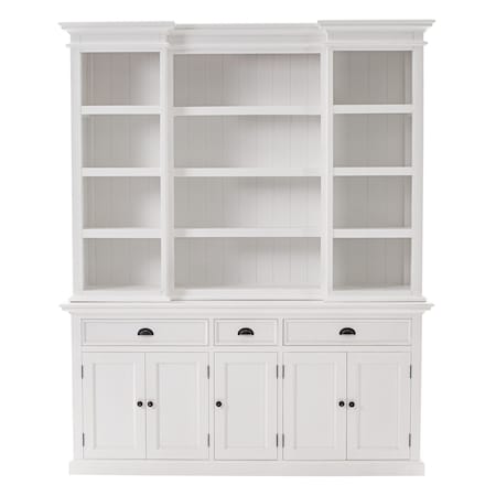 Homeroots 71in White Dining Hutch With Twelve Shelves And Three Drawers 397842