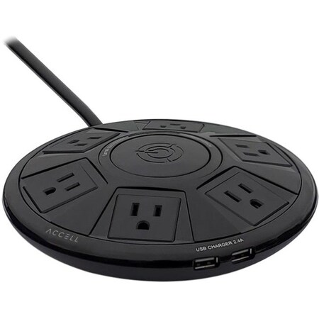 Accell Outlet Strip, Surge, USB, 6 ft., Black D080B-048B