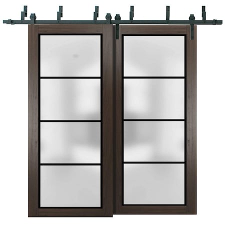Sartodoors Sliding Closet Frosted Glass Barn Bypass Doors with Hardware Planum 2132 64x80 (2* 32x80) Solid Cor PLANUM2132BBB-CA-64 x 80 (2* 32x80)