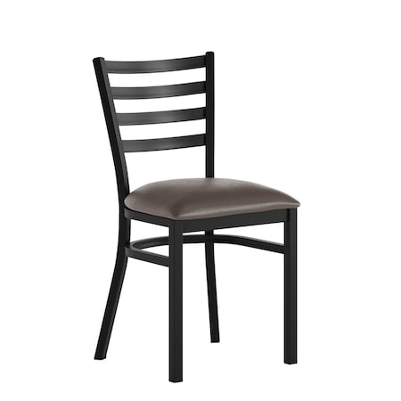 Flash Furniture HERCULES Black Ladder Back Metal Restaurant Chair - Mocha Vinyl Seat XU-DG694BLAD-MCHV-GG