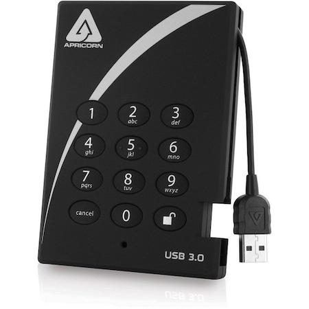 Apricorn Aegis Padlock A25-3PL256-S2000 2 TB Solid State Drive - External - USB 3.0 A25-3PL256-S2000