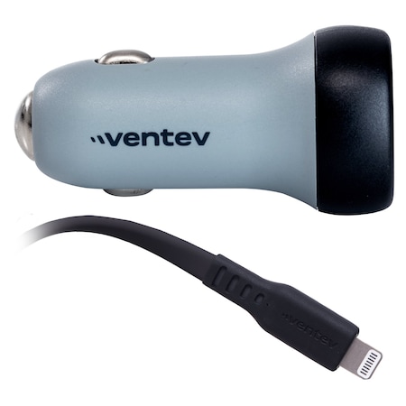 Ventev 30w Ultrafast Usb C Universal Car Charger And Usb C To Apple Lightning Cable - Dark Gray CC30-CLBX-87444