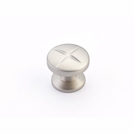 Schaub 1-3/8in Grooved Northport Round Cabinet Knob Satin Nickel Finish 210-15