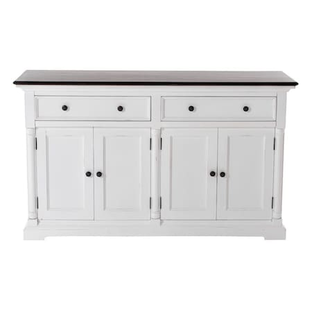 Homeroots Modern Farm Brown And White Two Door Buffet Server 388250