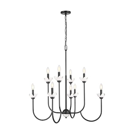 Z-Lite Allistair 8-Light Chandelier, 36 in W, Matte Black 352-8MB
