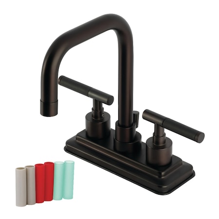Kingston Brass Double-Handle 4" Centerset Bathroom Faucet with Brass Pop-Up, Oil Rubbed Bronze KS6645CKL