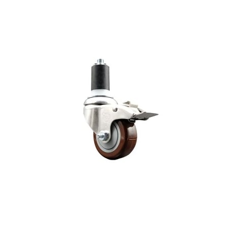 Service Caster 3 Inch 316SS Maroon Poly Swivel 1-1/2 Inch Expanding Stem Caster Lock Brake SCC SCC-SS316TTLEX20S314-PPUB-MRN-112