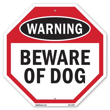 Signmission Warning Beware of Dog, 10 Inch X 10 Inch, Aluminum Metal Signs OC-A-10-49