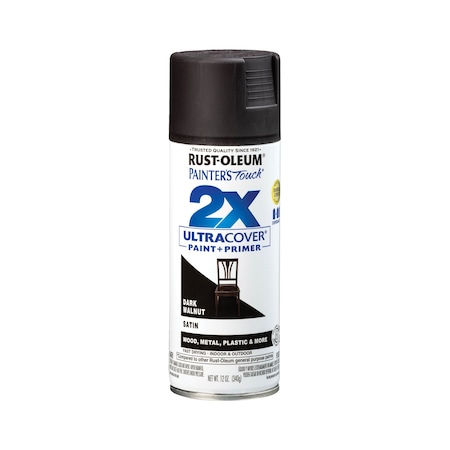 Rust-Oleum Spray Paint, Dark Walnut, Satin, Solvent, 12 Oz 334064