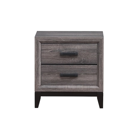 Homeroots 25" Gray Wood Two Drawer Nightstand 478609