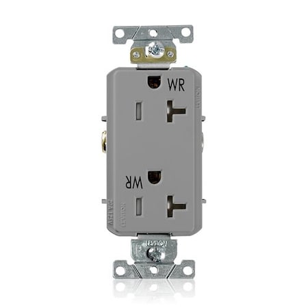 Leviton Receptacle Outlet, 20A, Gray, 125V WTD20-GY