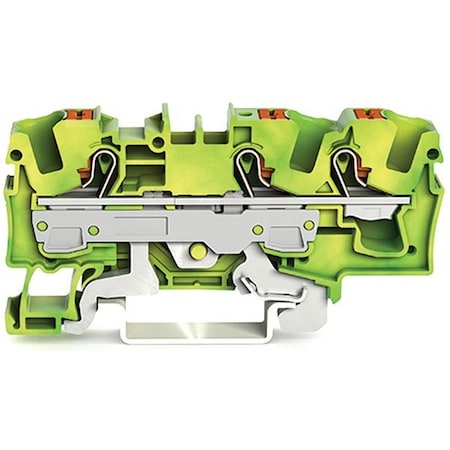 Wago Terminal Block, 2.88" L, Green; Yellow 2206-1307