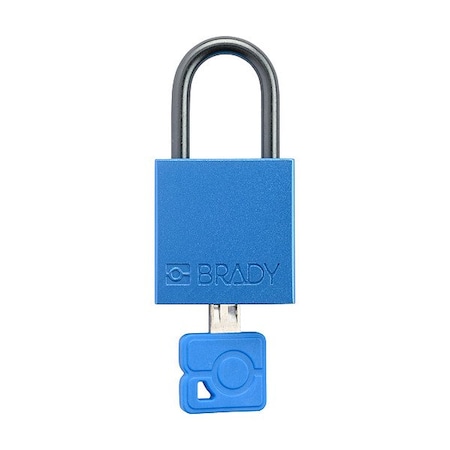 Brady Lockout Padlock, Keyed Different, Aluminum, Blue, 1 in Shackle Height, 1 1/4 in Body Width CPAL-BLU-25ST-KD