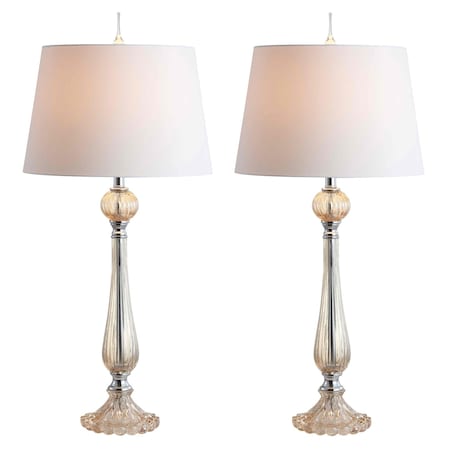 Jonathan Y Chloe 32.5" Glass LED Table Lamp, Champagne, 2PK JYL2067A-SET2