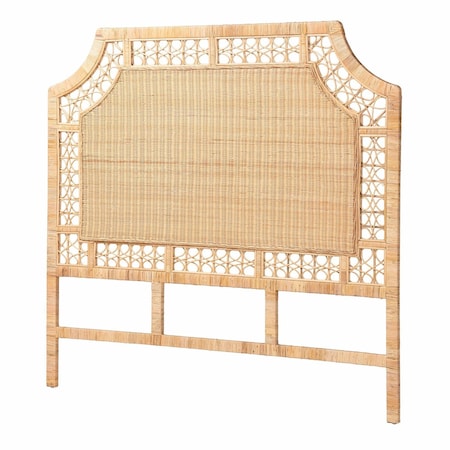 Bali & Pari Hekima Natural Rattan Standalone Headboard, Coastal Boho Style Handwoven Wicker Bed Backdrop, Queen 270-14783-ZORO