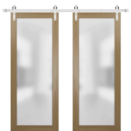 Sartodoors Sturdy Double Barn Door with Frosted Glass Planum 2102 36x84 (2* 18x84) Solid Core Modern Interior PLANUM2102DB-S-HA-36 x 84 (2* 18x84)