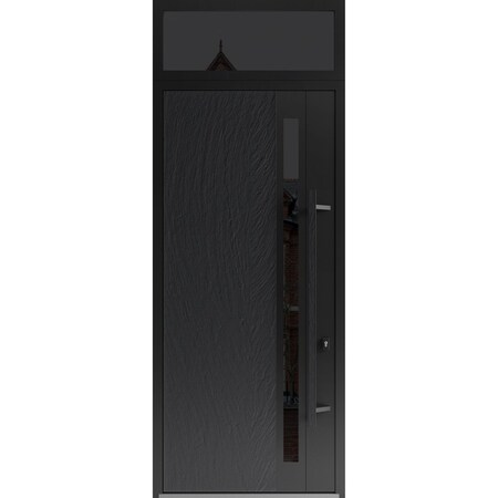 Vdomdoors Steel Door Dekton 0163 Ardesia Nero 96вЂќ/ Top Exterior Window Sidelite Entry Door Painted W36xH96+ DEKTON0163EXD-ARD-W36xH96+16-LH-I
