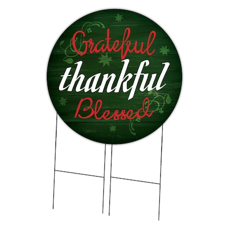Signmission Grateful Thankful Blessed Double Sided Corrugated Plastic Circle Yard Sign C-36-CIR-DS-WS-Grateful thankful blessed