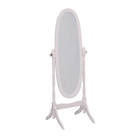 Homeroots 60" White Oval Wood Framed Freestanding Cheval Mirror 468365