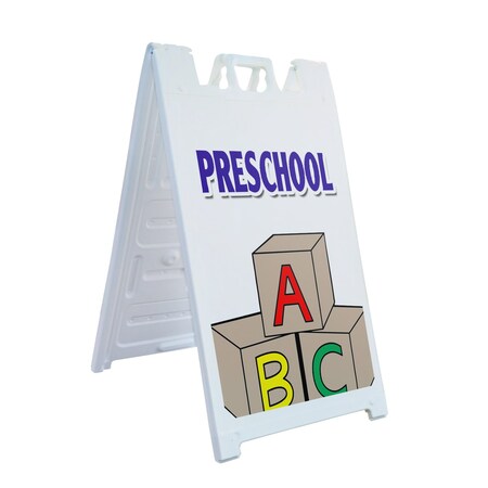 Signmission Preschool, A-Frame & 2 Decals Installed, Heavy-Duty Plastic Frame SBHD-D-2436-Preschool
