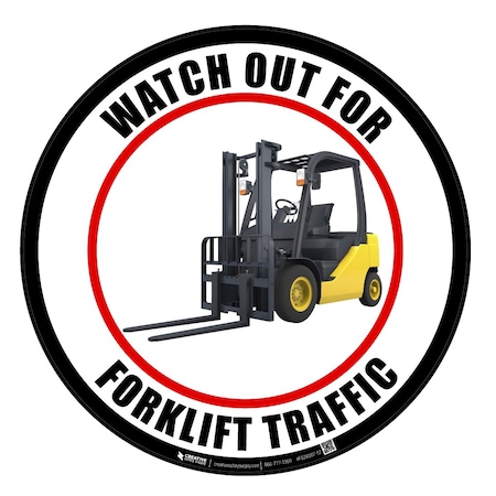 Creative Safety Supply Watch Out For Forklift Traffic Full Color, Floor Sign, 18in x 18in FS26007-18