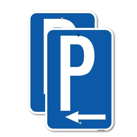 Signmission P Symbol With Left Arrow, 18'' X 24'' 2 Signs, Heavy Gauge Aluminum, 2PK A-1824-2PACK-23512