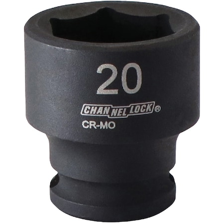 Channellock 3/8'' Drive 20 mm 6-Point Shallow Metric Impact Socket S1815800112023001