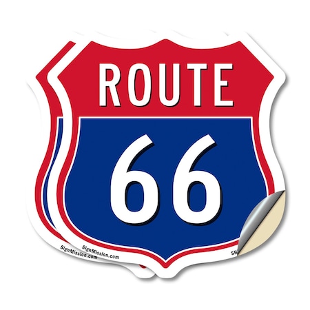 Signmission Route Marker Shield Sign Route 66, 18 inch X 18 inch, Vinyl Decal, 2PK SHI-D-2PACK-18-459