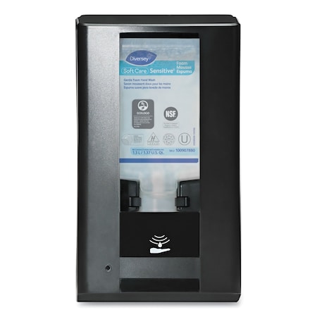Diversey IntelliCare Hybrid Dispenser for Soap/Sanitizer, 1,200 mL/1,300 mL, 13.38 x 13.39 x 12.24, Black D6205550