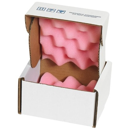 Partners Brand Anti-Static Foam Shippers, 5" x 5" x 3", Pink/White, PK24 FSA553