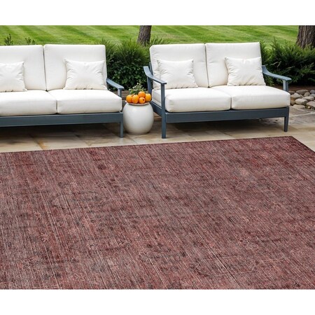 Homeroots 8' X 10' Orange And Copper Southwestern Washable Indoor Outdoor Area Rug 587077