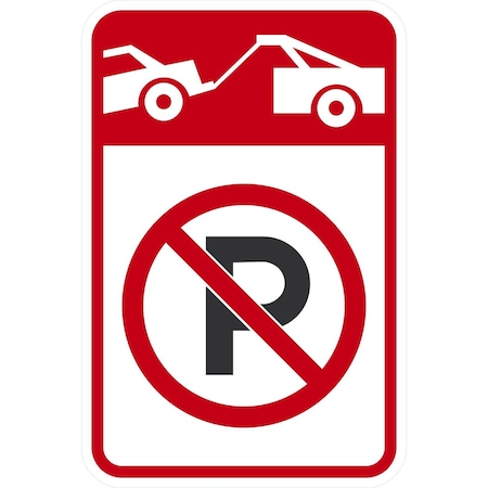 Lyle No Parking Symbol Tow Away Zone Symbol, 12x18, Engineer Grade, White G-3286-EG_12x18